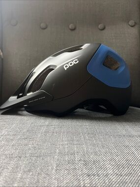 POC Axion Black and Blue Cycling Helmet  with visor Safety-Focused Design